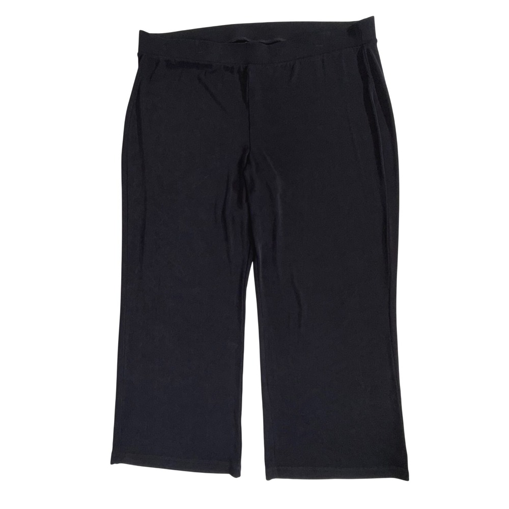 Chicos Travelers Pants 4R or US 20/22 Black Wide Leg Slinky Stretchy Office